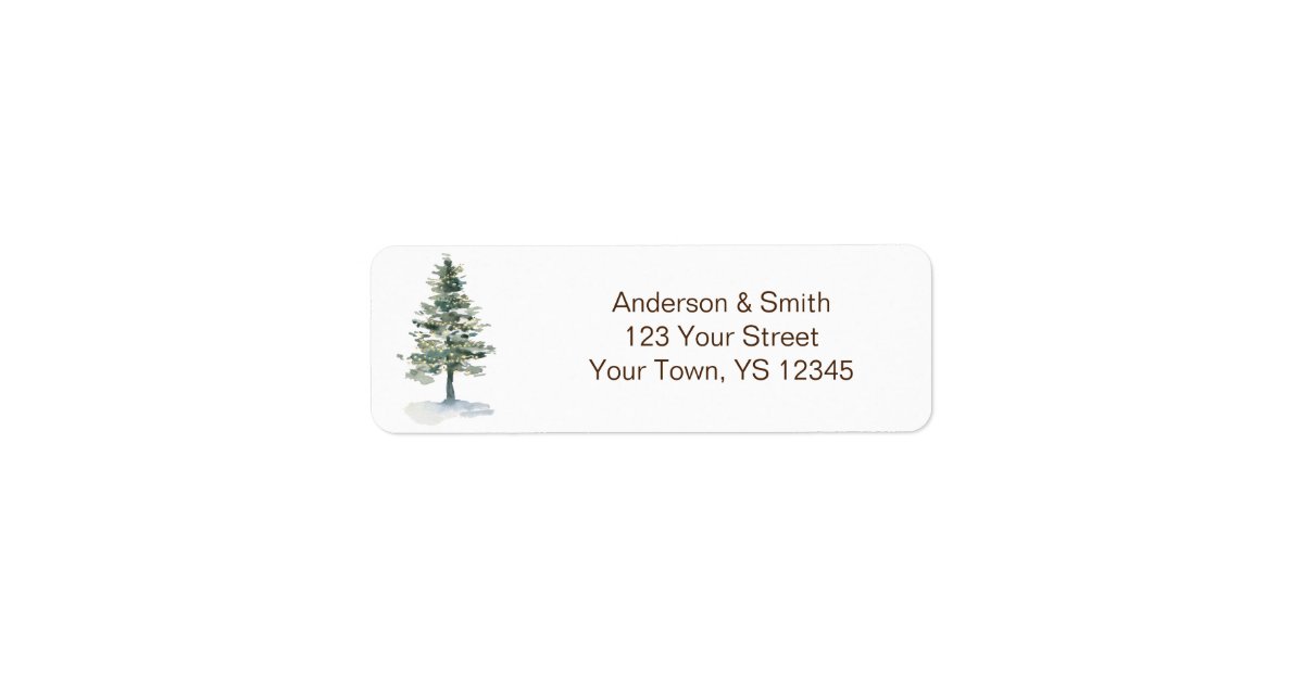 Rustic Woods Evergreen Pine with Lights Label | Zazzle