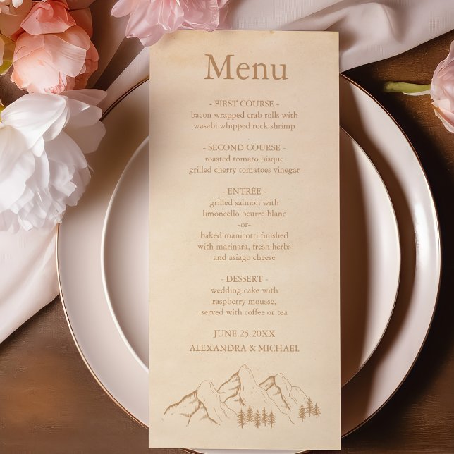 Rustic Woods Mountain Sketch Wedding Menu (Creator Uploaded)