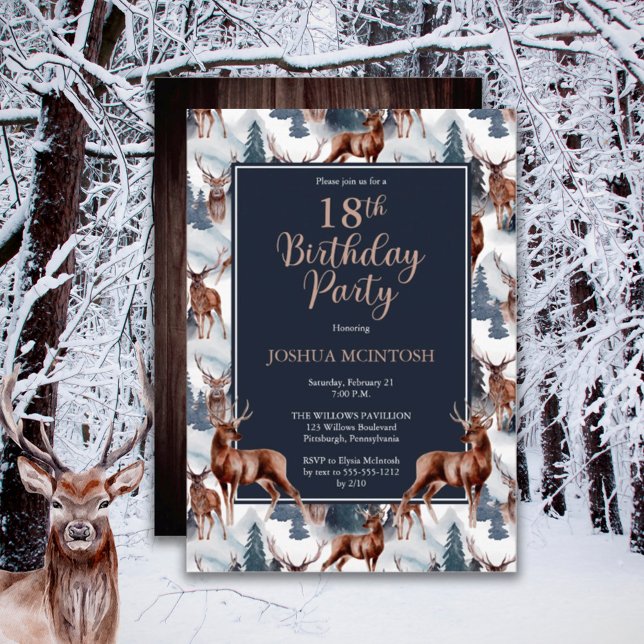 Rustic Woodsy Deer | Forest 18th Birthday Party Invitation (Creator Uploaded)