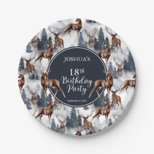 Rustic Woodsy Deer Forest 18th Birthday Party Paper Plates