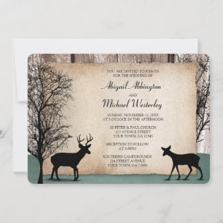 Rustic Woodsy Deer Wedding Invitations