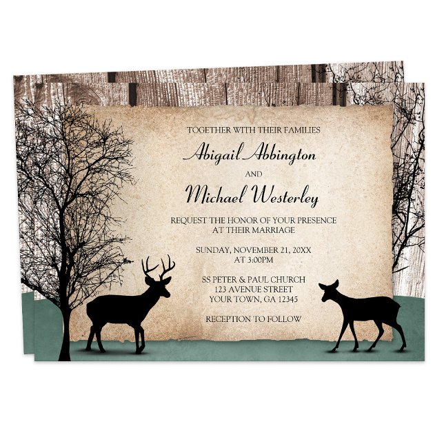 Rustic Woodsy Deer Wedding Invitations (Creator Uploaded)