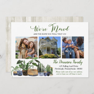 Rustic Woodsy Houseplants We've Moved Moving Photo Announcement