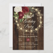 Rustic Woodsy Lighted Wreath 100th Birthday Party Invitation (Front)