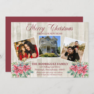 Rustic Woodsy Merry Christmas - New Home Photo Ann Announcement