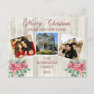 Rustic Woodsy Merry Christmas - New Home Photo Ann Holiday Postcard