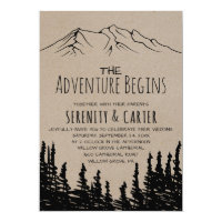 Rustic Woodsy Mountain Adventure Begins Wedding Card