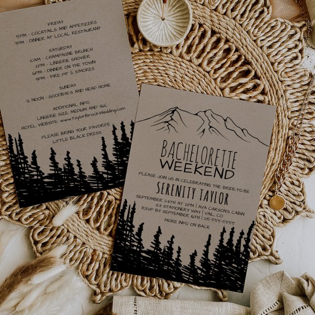 Rustic Woodsy Mountain Bachelorette Weekend Invitation (Creator Uploaded)