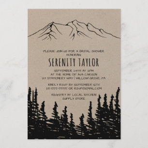 Rustic Woodsy Mountain Bridal Shower Invitation