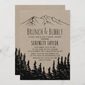 Rustic Woodsy Mountain Brunch & Bubbly Invitation (Front/Back)