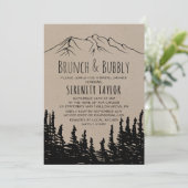 Rustic Woodsy Mountain Brunch & Bubbly Invitation (Standing Front)