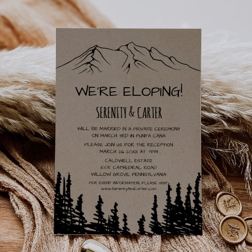 Rustic Woodsy Mountain Elopement Reception Invitation