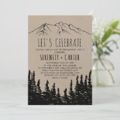 Rustic Woodsy Mountain Let's Celebrate Invitation (Standing Front)