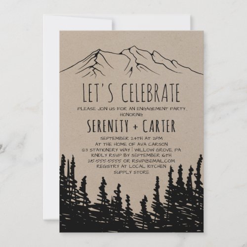 Rustic Woodsy Mountain Lets Celebrate Invitation