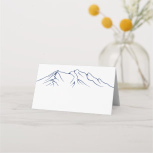Rustic Woodsy Mountain Navy Blue Wedding Place Card