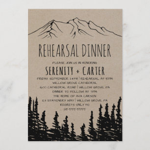 Rustic Woodsy Mountain Rehearsal Dinner Invitation