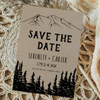 Rustic Woodsy Mountain Save the Date Card
