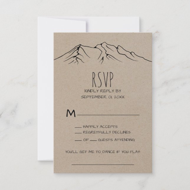 Rustic Woodsy Mountain Song Request RSVP Card (Front)