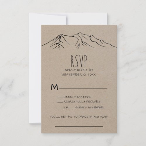 Rustic Woodsy Mountain Song Request RSVP Card