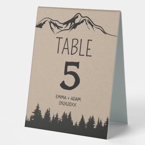 Rustic Woodsy Mountain Table Number Table Tent Sign