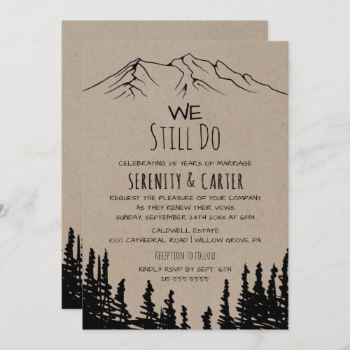 Rustic Woodsy Mountain Vow Renewal Invitation