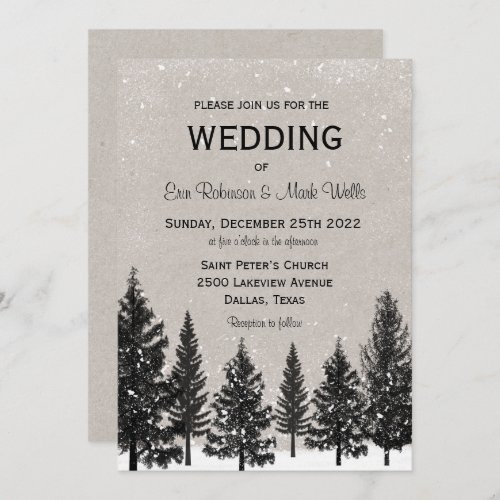 Rustic Woodsy Mountain Wedding Invitation