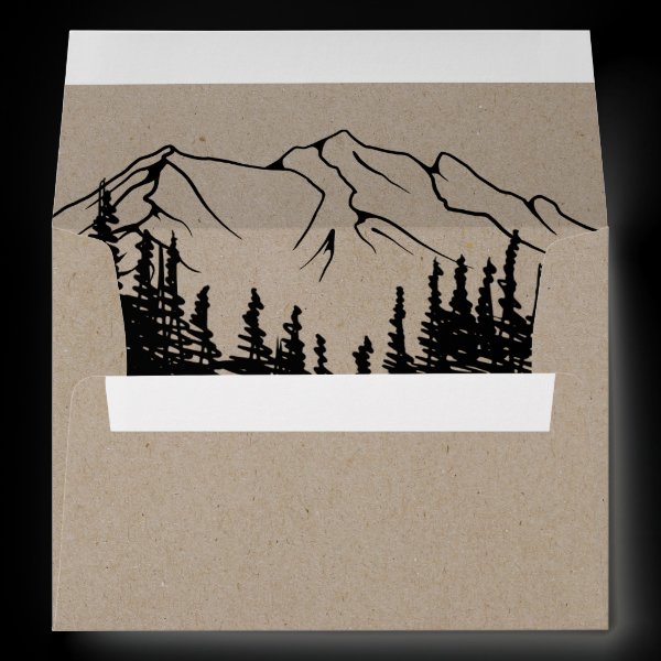 Rustic Woodsy Mountain Wedding Invitation Envelope