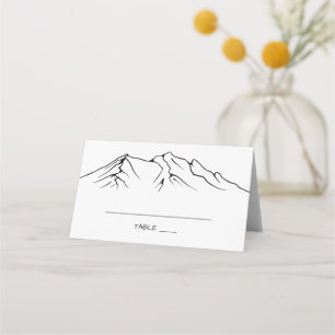 Rustic Woodsy Mountain White Wedding Place Card