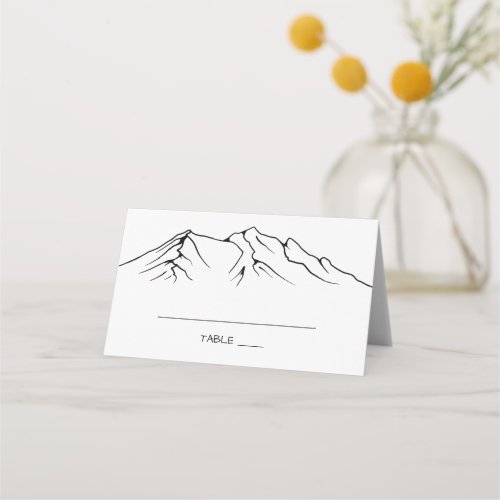 Rustic Woodsy Mountain  White Wedding Place Card