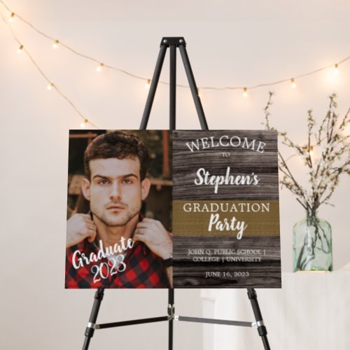 Rustic Woodsy Photo Graduation Party Foam Board