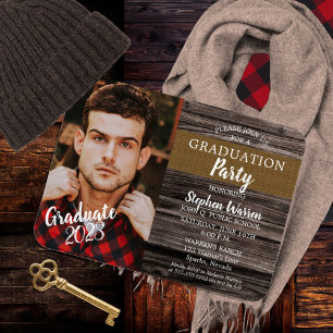 Rustic Woodsy Photo Graduation Party Magnet