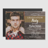 Rustic Woodsy Photo Graduation Party Magnetic Invitation (Front/Back)