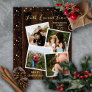Rustic Woodsy Wood Faith Love and Family 4 Photo F Foil Holiday Card