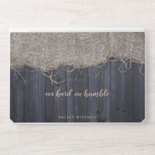 Rustic Work Hard Stay Humble Quote with Name HP Laptop Skin