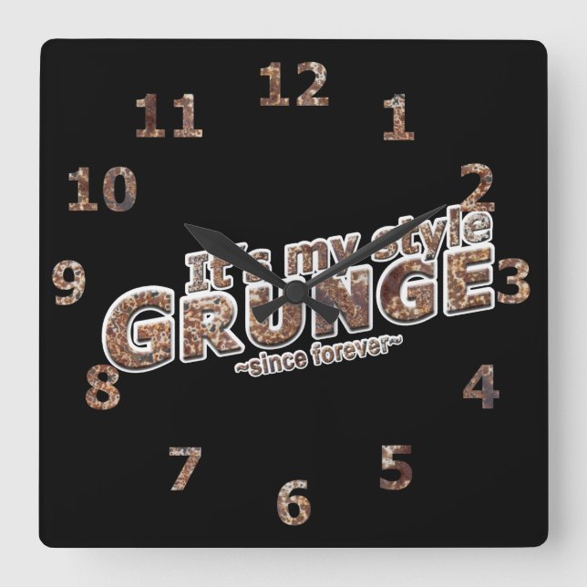 Rustic Workshop It's My Style GRUNGE Rusty Letters Square Wall Clock (Front)
