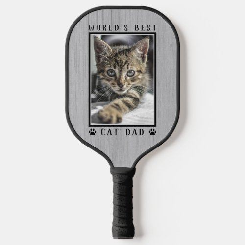 Rustic Worlds Best Cat Dad Custom Photo Pickleball Paddle