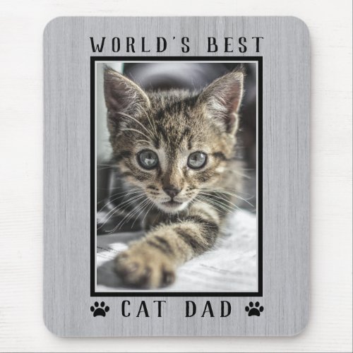 Rustic Worlds Best Cat Dad Paw Prints Photo Mouse Pad