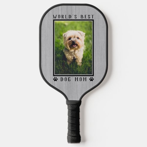 Rustic Worlds Best Dog Mom Custom Photo Pickleball Paddle