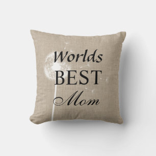 Rustic Worlds Best Mom Pillow with Dandelion