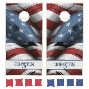 Rustic Worn American Flag Cornhole Set