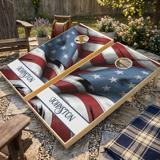Rustic Worn American Flag Cornhole Set (Creator Uploaded)