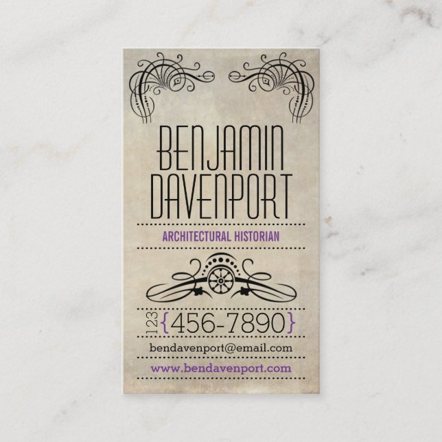 Rustic Worn Paper - Purple Business Card (Front)