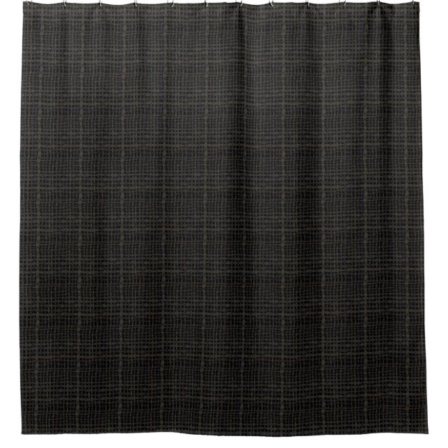 Rustic Woven Elegant Black Burlap Shower Curtain (Front)