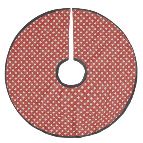 Rustic Woven Red Wicker on Custom Cream Brushed Polyester Tree Skirt