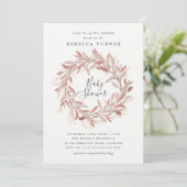 Rustic wreath baby shower invitation (Standing Front)