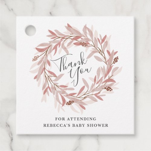 Rustic Wreath Baby Shower Thank You Favor Tags