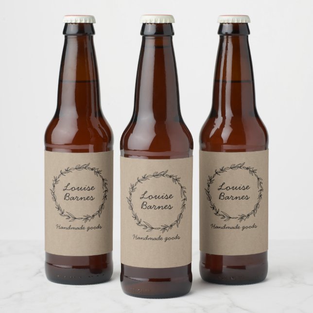 rustic wreath beer bottle label (Bottles)