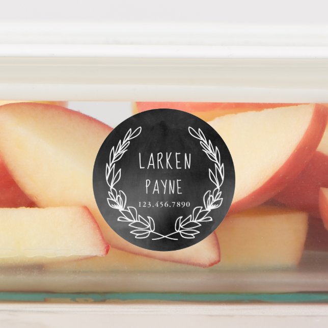 Rustic wreath chalkboard kids name waterproof labels (Affixed)