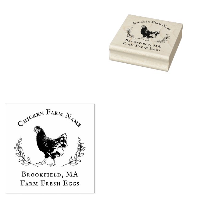 Rustic Wreath Chicken Egg Carton Custom Rubber Stamp (Stamped)