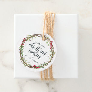 Rustic Wreath Christmas Cookies Favor Tags